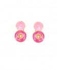 Oorclips in 2 kleuren roze goudkleurige rand