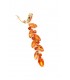 Prachtige oranje lange oorclips met glas steentjes in goudkleurige setting
