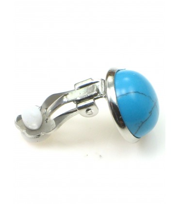 Oorclips met turquoise blauwe inleg