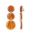 Oorclips oranje, bruin met 3 ronde schijven