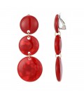 Oorclips in opvallend rood met 3 ronde schijven