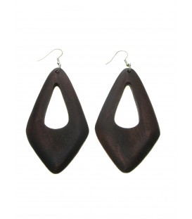 Bruine langwerpige houten oorbellen