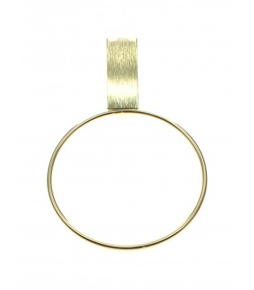 Mooie goudkleurige oorclips met ronde dunne metalen hanger en rechthoekig oor plaatje