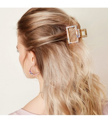 Paarse marmeren haarspeld vierkant