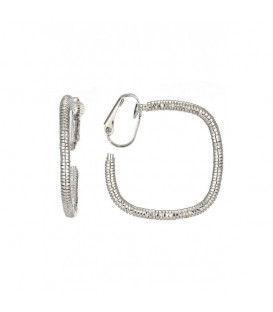 Oorclips zilverkleurig met vierkante vorm en spiraaltextuur