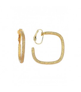 Oorclipgoudkleurig met spiraaltextuur en een vierkante vorm