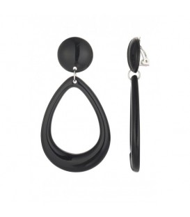 Oorclips zwart met open ovale hanger