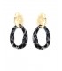 Oorclips zwarte gekleurde gemarmerde ring met goudkleurig oor stukje