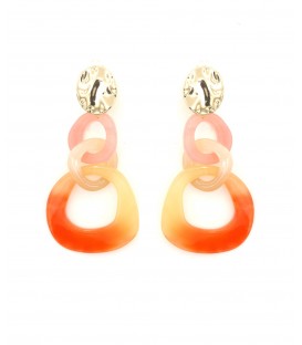 Oorclips met roze, perzik en oranje accenten