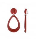 Oorclips rood met een ovale hanger