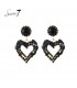 Oorbellen met zwart hartdesign en fonkelende strass steentjes