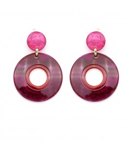 -Oorclips in fuchsia roze met glans en open vorm