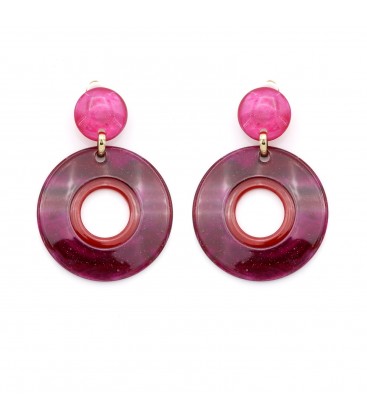 -Oorclips in fuchsia roze met glans en open vorm