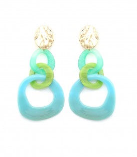 Oorclips met schakels in 3 verschillende kleuren groen