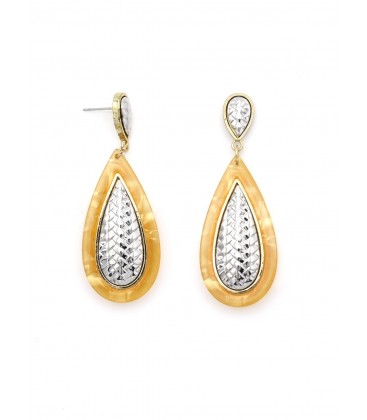 Oorbellen etnische stijl met zilverkleurig accent