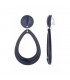 Oorclips in navy blauw met druppelvormige hanger