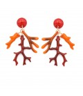 Oorclips fashion statement koraal takken in rood en oranje