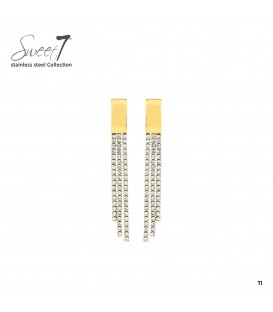 Oorbellen goudkleurige lange strass franjes