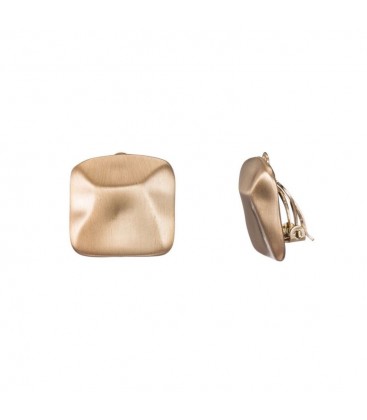 Vierkante oorclips van goudkleurige geborsteld staal