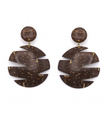 Oorclips bruin met uitgesneden bladvorm