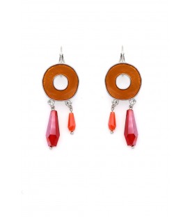 Oorbellen met transparante kralen in oranje rood