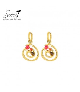 Oorbellen met spiraalvorm met gekleurde kralen