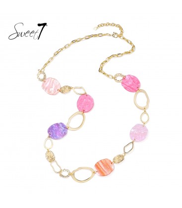 Halsketting gekleurd met mix van vormen en trendy kleuren