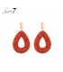 Oorbellen rood met oranje glas kralen en een goudkleurig oor knopje