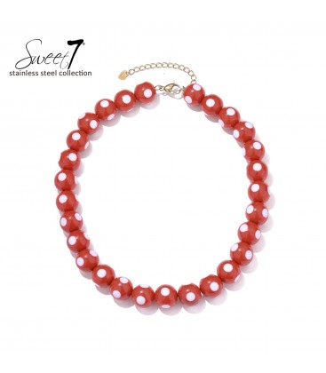 Halsketting kort rood design en luxe details