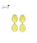 Oorbellen met dubbele gele ovale cat eye inleg