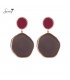 Oorbellen met bordeaux ronde top en bruine hanger