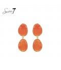 Oorbellen oranje met een cat eye steen
