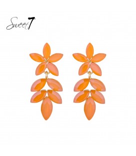 Oorbellen met oranje steentjes in de vorm van bloemblaadjes