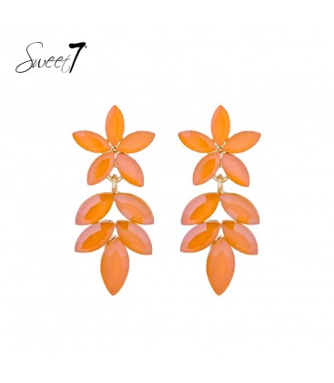 Oorbellen met oranje steentjes in de vorm van bloemblaadjes