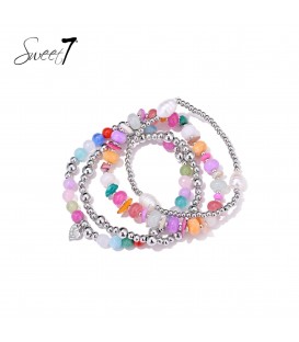 Gekleurde armband met glas kralen en zoetwater parels