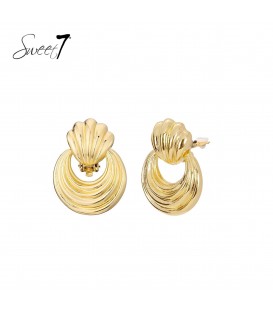 Oorclips goudkleurig met gelaagde ronde vorm