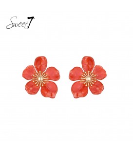 Oorbellen irood met bloemdesign en goudkleurige kern