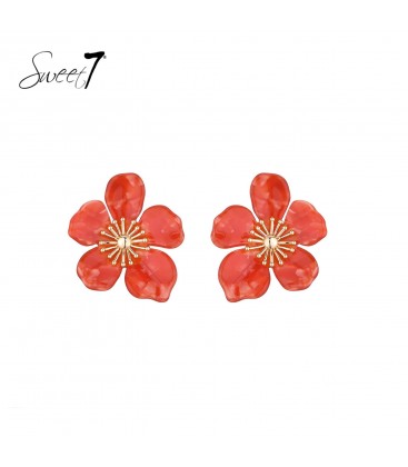Oorbellen irood met bloemdesign en goudkleurige kern