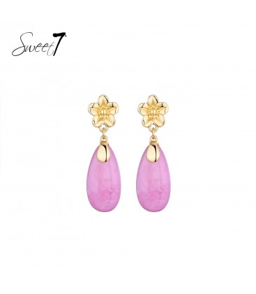 Oorbellen roze met een romantische bloemvorm