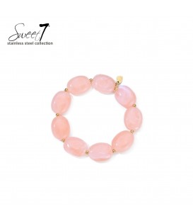 Armband met roze en goudkleurige kralen