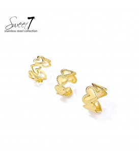 Ringen goudkleurig een set van drie met hartdetails