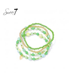 Armband set met frisse groene kralen en gouden accenten