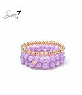 Armband set met paarse kralen en goudkleurige details