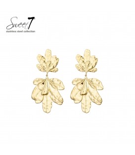 Oorbellen goudkleurig blad design statement stainless steel