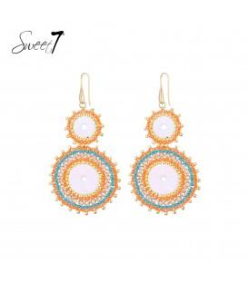 Oorbellen oranje gekleurde met glas kralen