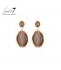 Oorbellen ovale bruine cat eye steen met goudkleurige rand