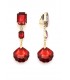 Oorclips met rode kristalstenen en schelpvormige hanger