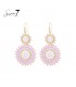 Oorbellen met roze kralen en elegante cirkelvorm design