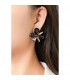 Oorclips met blauwe bloemvormige glas kralen