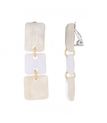 Oorclips beige met 3 vierkante vormen